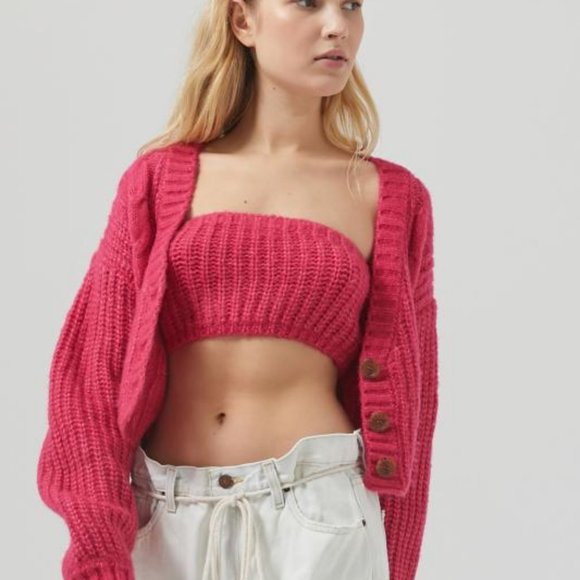 UO Lolli Cable Knit Cropped Cardigan & Tube Top Set - Picture 10 of 10